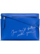 Loewe T Pouch Embroidered Clutch - Blue