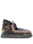 Mou Sequin-embroidered Boots - Black
