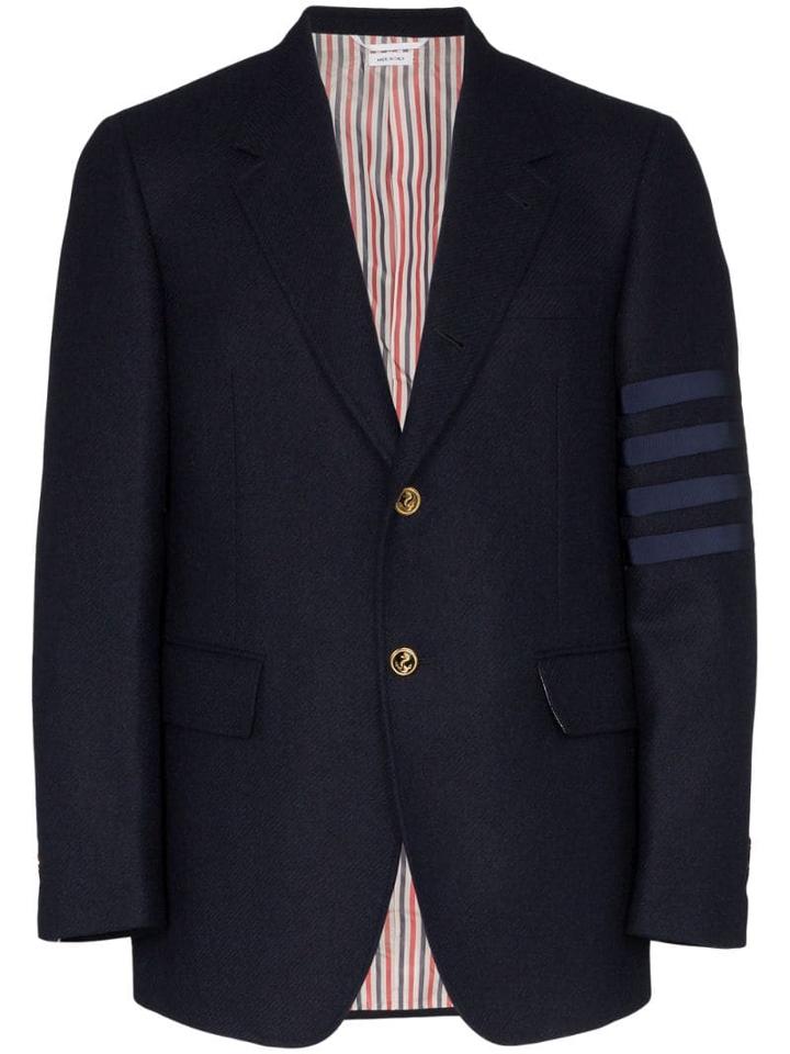 Thom Browne Single-breasted Stripe Wool Blazer - Blue