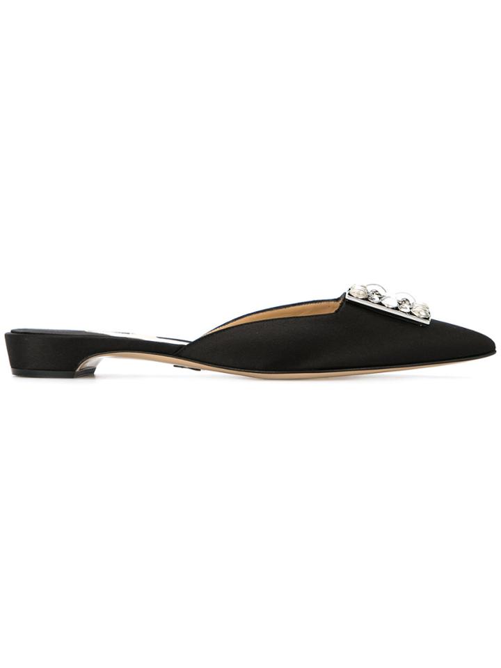Paul Andrew Lilia Jewel Embellished Mules - Black