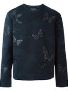 Valentino Rockstud Camubutterfly Sweatshirt, Men's, Size: S, Black, Cotton/modal/polyurethane