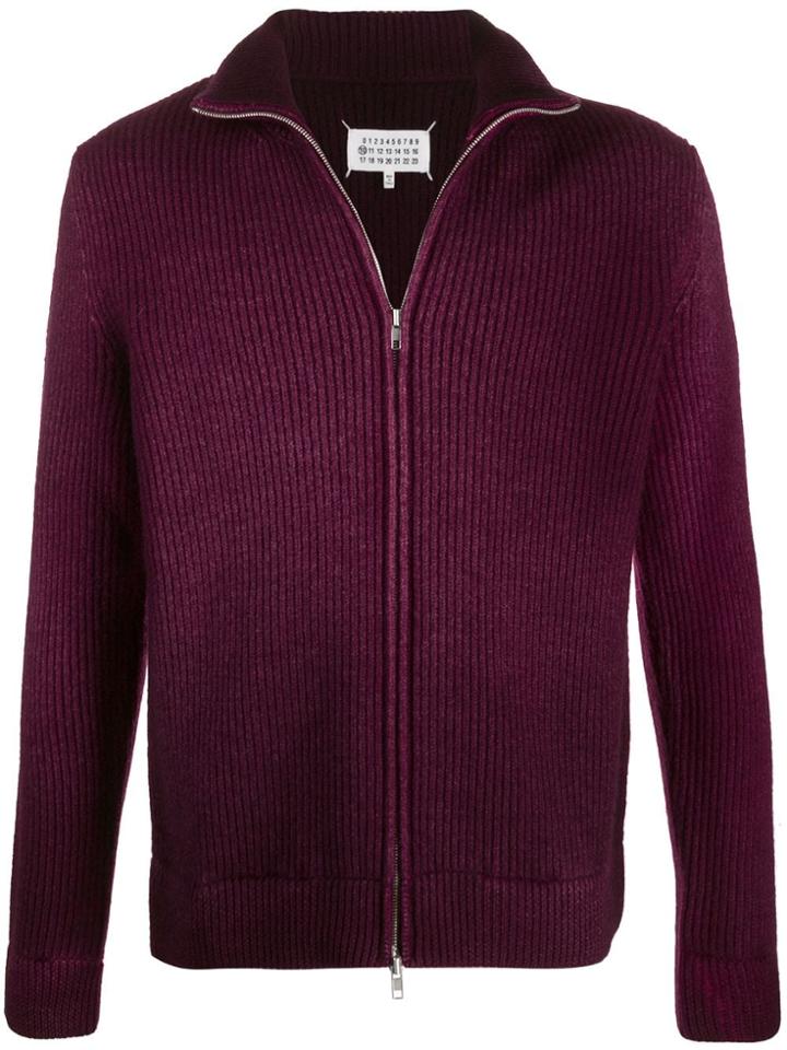 Maison Margiela Ribbed Zip-up Cardigan - Red