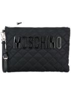 Moschino - Quilted Clutch Bag - Women - Leather/polyester/acetate - One Size, Black, Leather/polyester/acetate