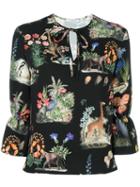 Vivetta Printed Blouse, Women's, Size: 38, Black, Polyester