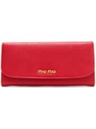 Miu Miu Single Colour Madras Leather Wallet - Red