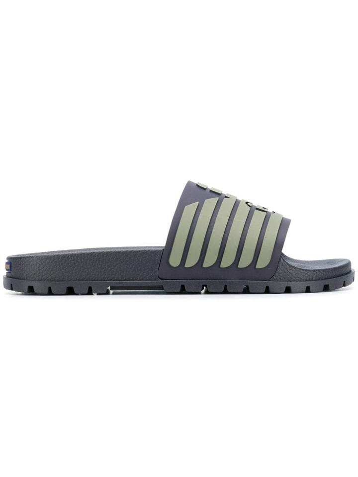 Emporio Armani Branded Sliders - Blue