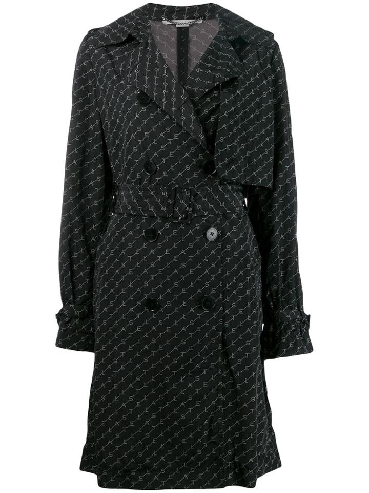 Stella Mccartney Logo Print Trench Coat - Black
