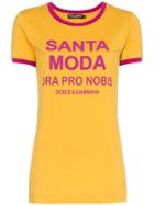 Dolce & Gabbana Santa Moda Print Cotton T Shirt - Yellow & Orange