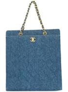 Chanel Pre-owned Cc Chain Denim Tote Bag - Blue