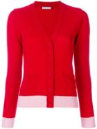 Moncler V-neck Contrast Cardigan - Red