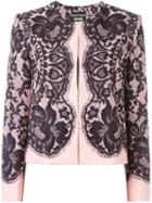 Boutique Moschino Lace Print Fitted Jacket, Women's, Size: 44, Black, Polyester/other Fibers