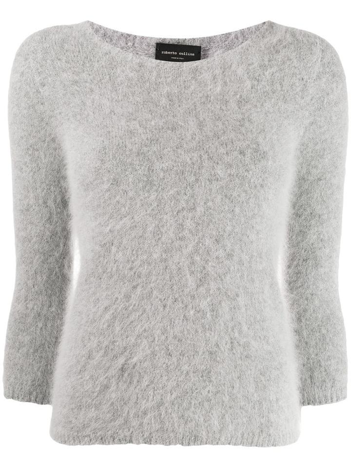 Roberto Collina Cropped-sleeve Knitted Jumper - Grey
