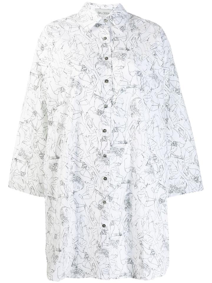 Balossa White Shirt Art Print Shirt Dress