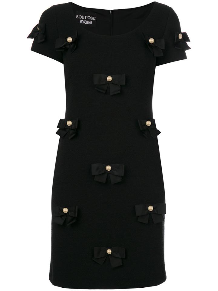 Boutique Moschino - Bow Applique Dress - Women - Acrylic/polyamide/polyester/other Fibers - 42, Black, Acrylic/polyamide/polyester/other Fibers
