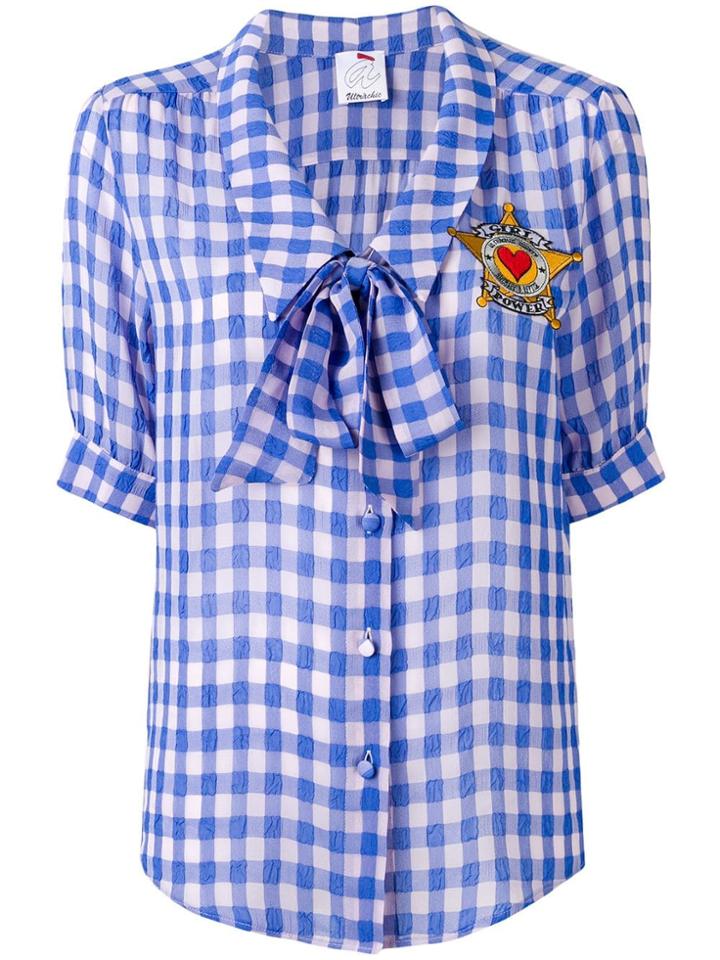 Ultràchic Tie Neck Checked Shirt - Purple