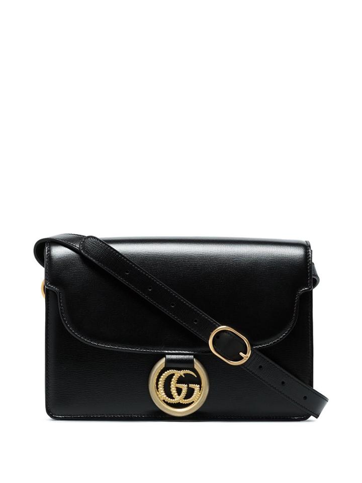 Gucci Small Gg Ring Leather Shoulder Bag - Black