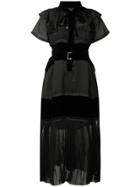Sacai Frill Detail Pleated Dress - Black