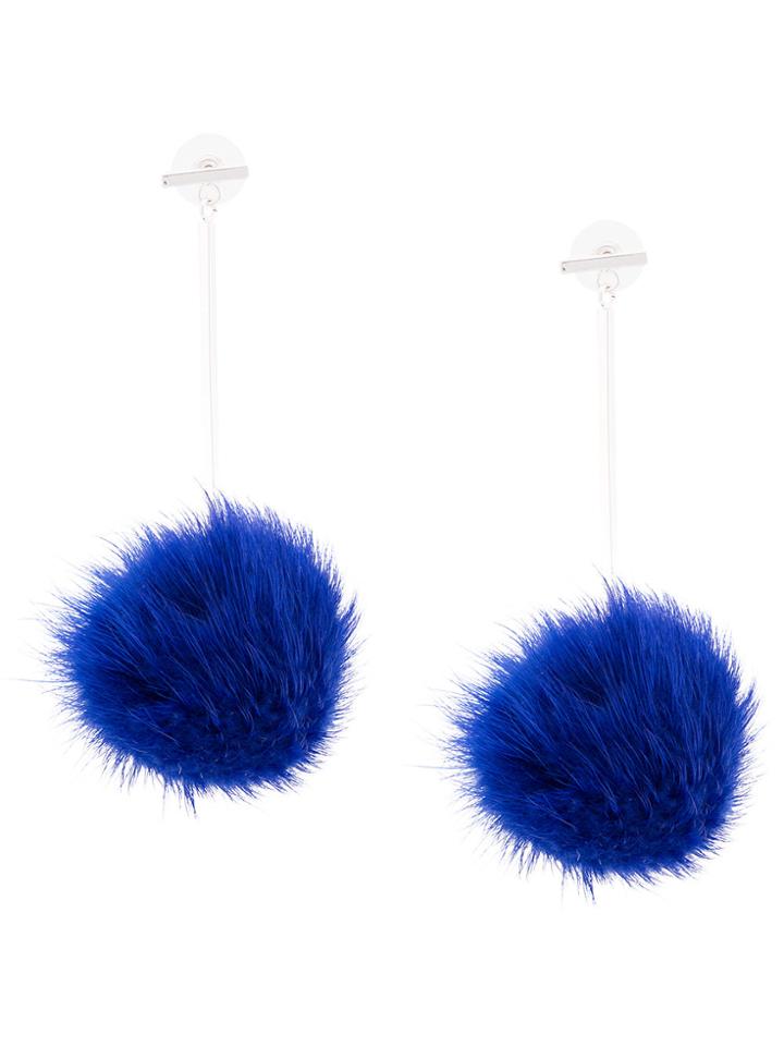 Tuleste Pompom Drop Earrings - Blue