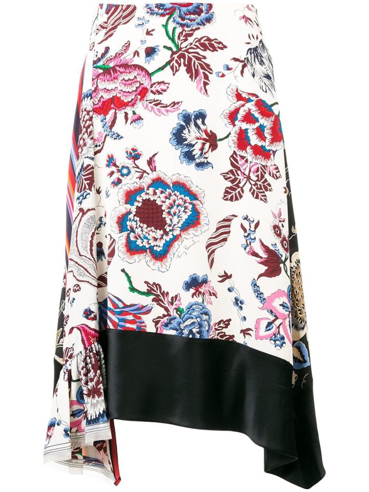 Tory Burch Asymmetric Floral Skirt - White