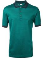 Brioni Contrast Collar And Sleeve Detail Polo Shirt, Men's, Size: L, Green, Silk/cotton