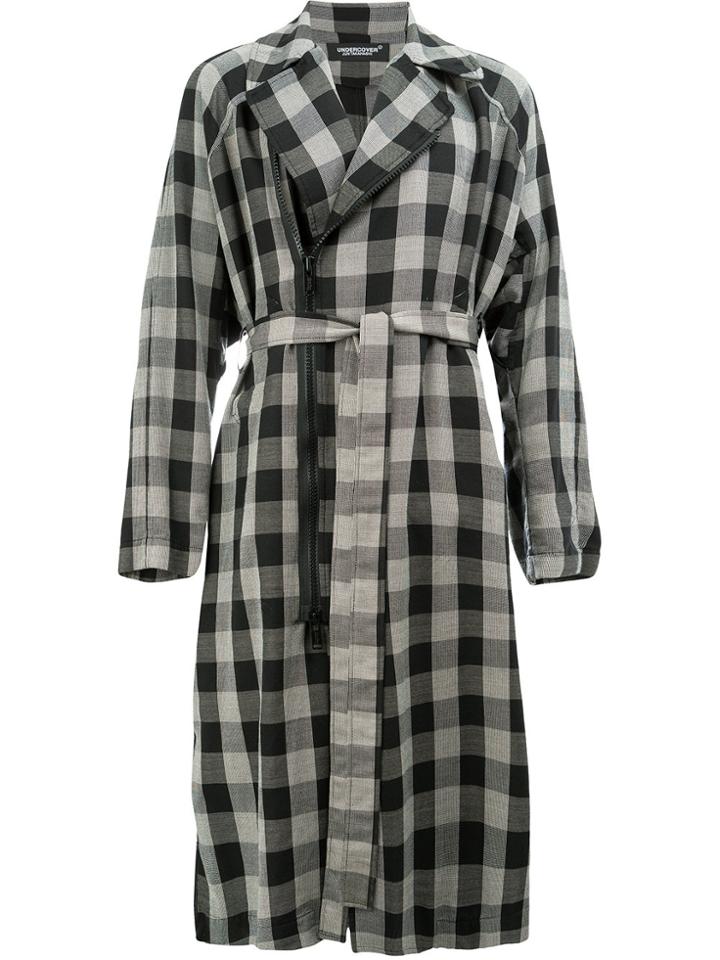 Undercover Belted Check Coat - Grey
