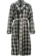 Undercover Belted Check Coat - Grey