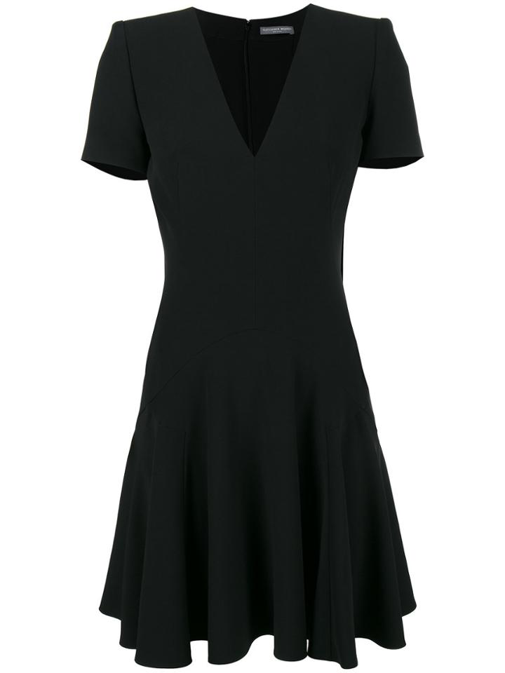 Alexander Mcqueen V-neck Short Sleeve Dress - Black