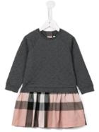 Burberry Kids Checked Sweatshirt Dress, Girl's, Size: 10 Yrs, Grey