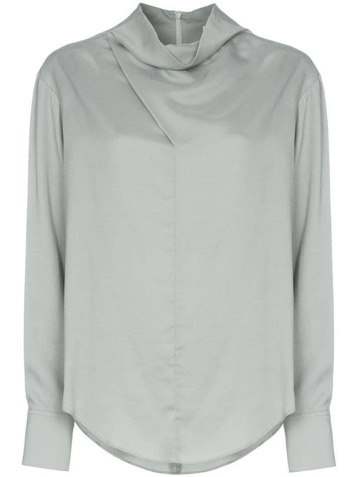 Low Classic Cowl-neck Blouse - Green