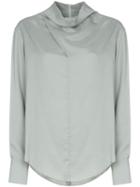 Low Classic Cowl-neck Blouse - Green