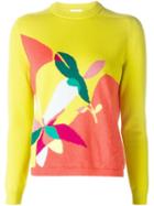 Delpozo Intarsia Print Sweater, Women's, Size: Medium, Yellow/orange, Silk/cotton/cashmere/polyimide