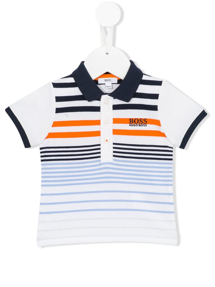 Boss Kids - Striped Polo Shirt - Kids - Cotton/spandex/elastane - 3 Mth, White