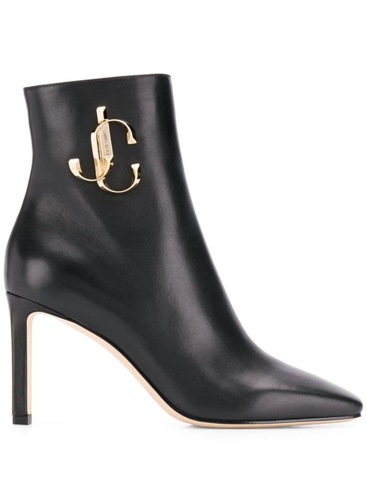 Jimmy Choo Logo Plaque Booties - Black
