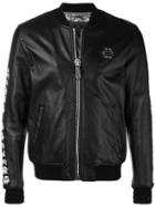 Philipp Plein Back Print Leather Jacket - Black