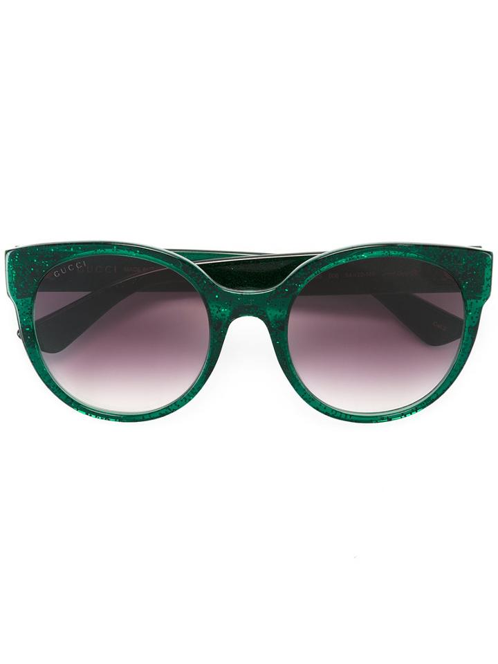 Gucci Eyewear Round Frame Glitter Sunglasses, Women's, Green, Acetate
