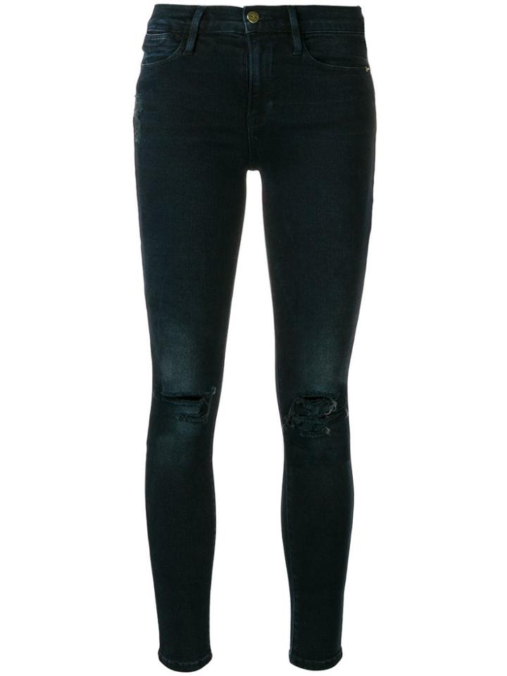 Frame Denim Le High Waisted Skinny Jeans - Blue