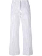 Alberto Biani Striped Cropped Trousers - White