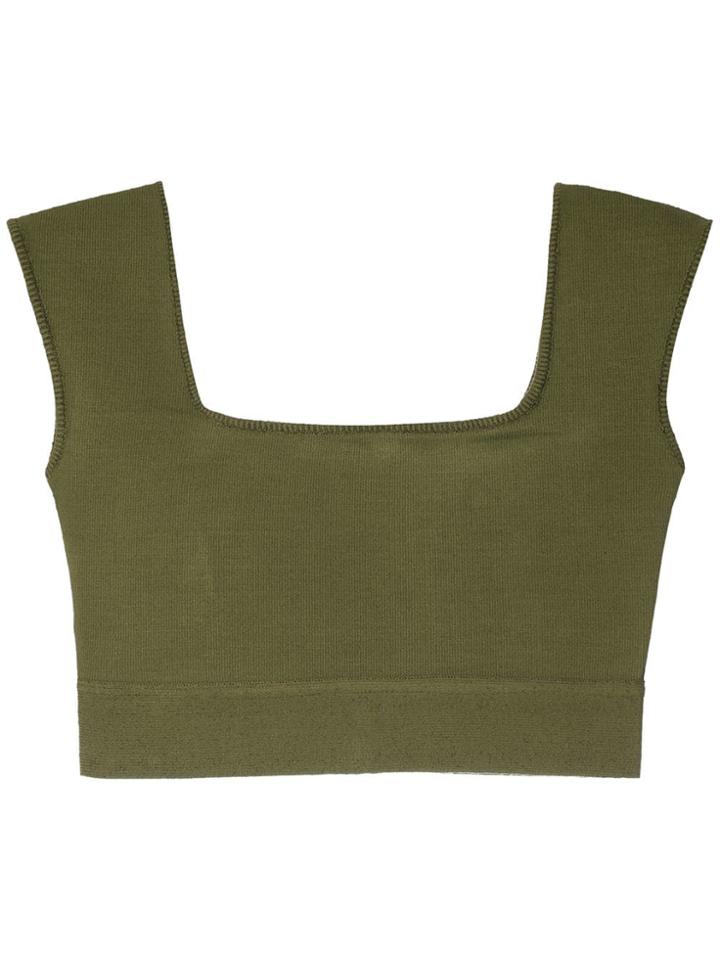 Magrella Square Neck Cropped Top - Green