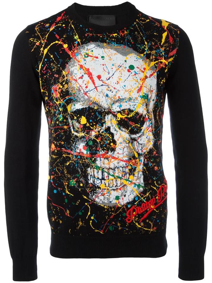 Philipp Plein - Odd Jumper - Men - Cotton/polyester/viscose - Xl, Black, Cotton/polyester/viscose
