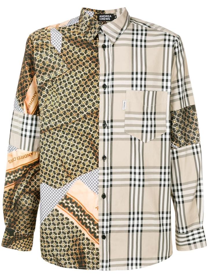 Andrea Crews Contrast Print Shirt - Neutrals