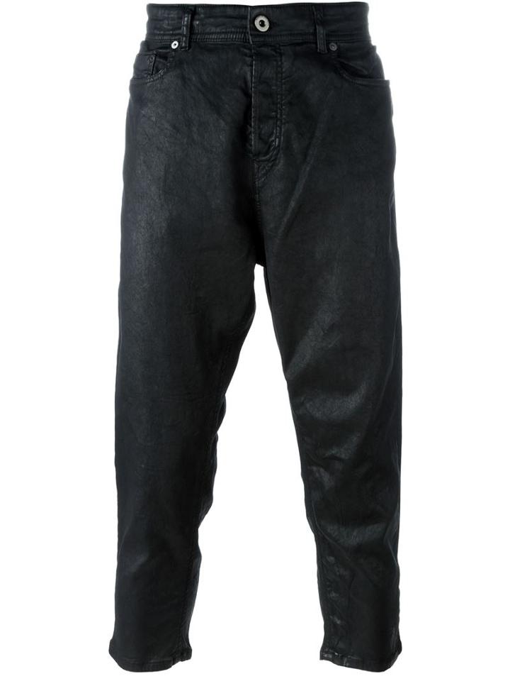 Diesel Black Gold Coated Cropped Jeans, Men's, Size: 33, Cotton/polyester/spandex/elastane