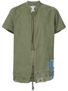 Greg Lauren Distressed Zipped Shirt - Green