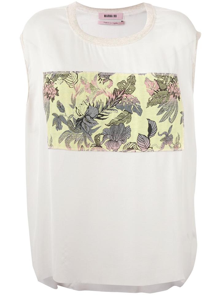 Marna Ro - Floral Patch Blouse - Women - Silk/cotton/polyester/other Fibres - S, Nude/neutrals, Silk/cotton/polyester/other Fibres