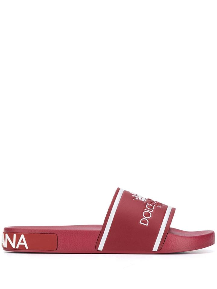 Dolce & Gabbana Open Toe Slides - Red