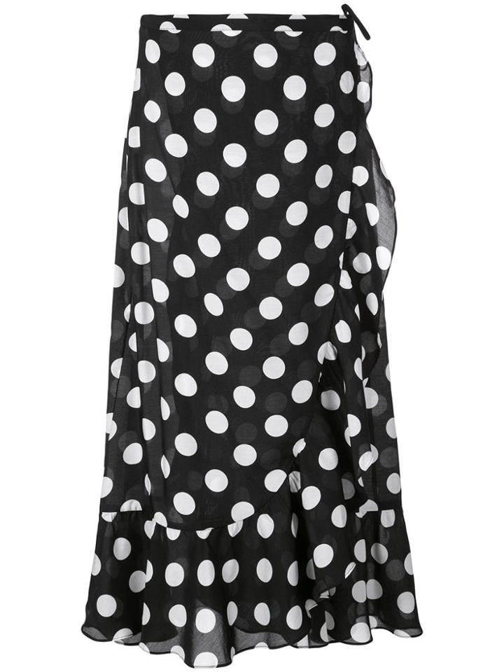 Rixo London Polka Dot Wrap Skirt - Black