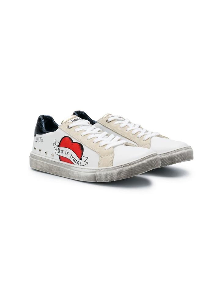 Zadig & Voltaire Kids Teen Jimmy Art Is Truth Sneakers - White