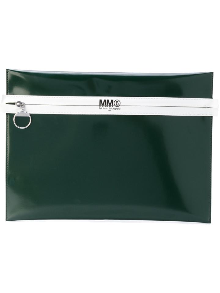 Mm6 Maison Margiela Logo Strap Flat Clutch - Green