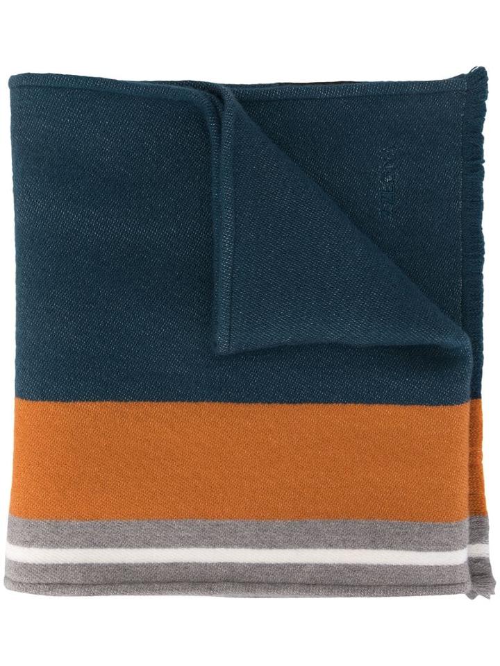 Ermenegildo Zegna Stripe Colour-block Scarf - Blue