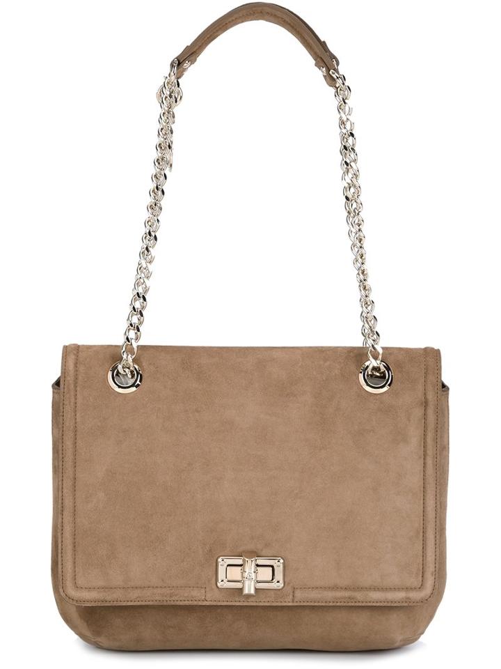 Lanvin Medium 'happy' Shoulder Bag, Women's, Nude/neutrals, Nubuck Leather