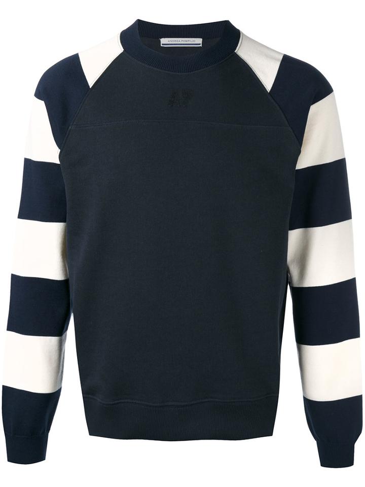 Andrea Pompilio Striped Sleeves Jumper, Men's, Size: 52, Black, Cotton